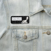 ホワイトウィンキングキャットオンピアノ鍵音符 名札 (インサイチュ)