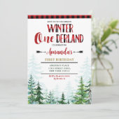 ホワイトウィンターオネダーランドランバージャック1st誕生日 招待状 (スタンド正面)