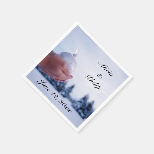 ホワイトウィンタークリスマスキャンドルシーン紙ナプキンス スタンダードカクテルナプキン (角)