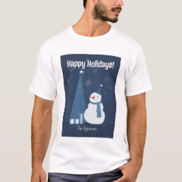 ホワイトウィンタークリスマスギフトアイディアヴィンテージブルー Tシャツ
