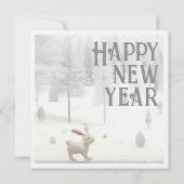 ホワイトウィンタースクエアフォトスノーウッドランドウサギ シーズンカード (裏面)