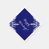 ホワイトウィンタースノーフレークスオンブルーハッピーホリデー スタンダードカクテルナプキン (角)