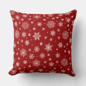 ホワイトウィンタースノーフレークブライトレッド クッション (正面)