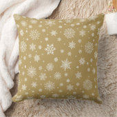 ホワイトウィンタースノーフレーク金ゴールド クッション (ブランケット)
