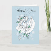 ホワイトウィンタードラゴン雪片ブルー サンキューカード (正面)