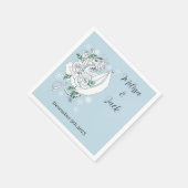 ホワイトウィンタードラゴン雪片ブルー スタンダードカクテルナプキン (角)