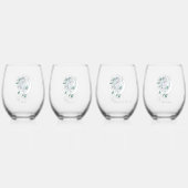 ホワイトウィンタードラゴン雪片ブルー ステムなしワイングラス (裏面)