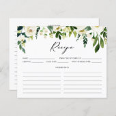 ホワイトウィンターフラワーズブライダルシャワーレシピカード (正面/裏面)