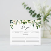 ホワイトウィンターフラワーズブライダルシャワーレシピカード (スタンド正面)