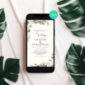 ホワイトウィンターフローラベリーパインコーン結婚ズ 招待状