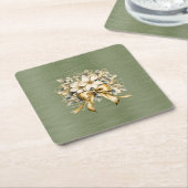 ホワイトウィンターベリー招待状セット スクエアペーパーコースター (アングル)