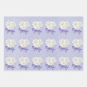 ホワイトウィンターベリー紫のリボンクリスマス ラッピングペーパーシート (正面3)