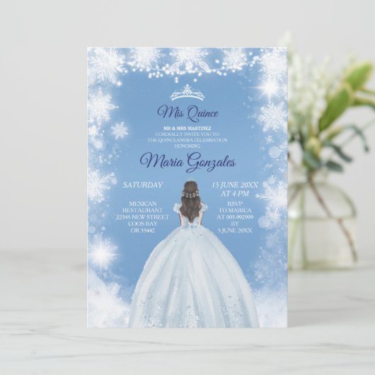 ホワイトウィンターホリデーメキシコスウィート16誕生日 招待状 (スタンド正面)