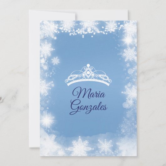 ホワイトウィンターホリデーメキシコスウィート16誕生日 招待状 (裏面)