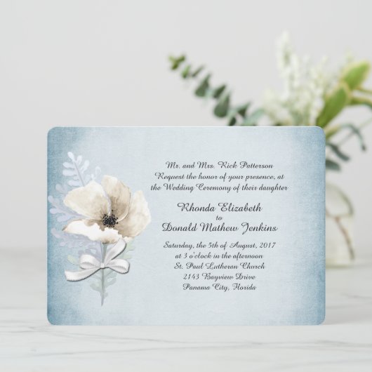 ホワイトウィンターポピー結婚式招待状 招待状 (スタンド正面)