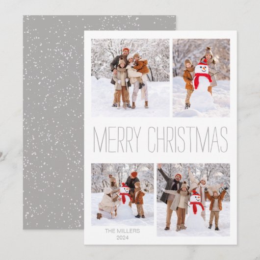 ホワイトウィンターメリークリスマスフォトカード シーズンカード (正面/裏面)