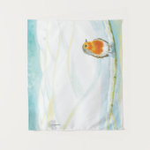 ホワイトウィンターランドスケープイラストレーションウィズロビン タペストリー (正面)