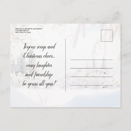 ホワイトウィンターワンダーランドクリスマスパーティー インビテーションポストカード (裏面)