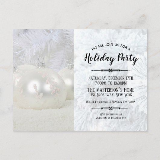 ホワイトウィンターワンダーランドクリスマスパーティー インビテーションポストカード (正面)