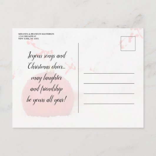 ホワイトウィンターワンダーランドホリデーパーティー招待状 インビテーションポストカード (裏面)