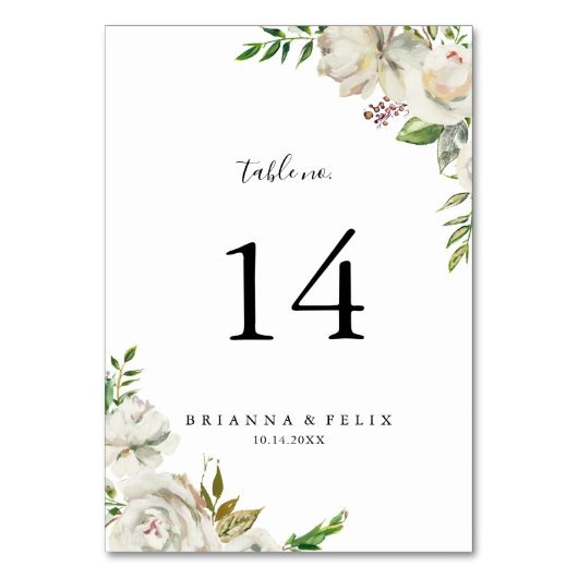 ホワイトウィンター牡丹結婚フローラ テーブルナンバー (裏面)