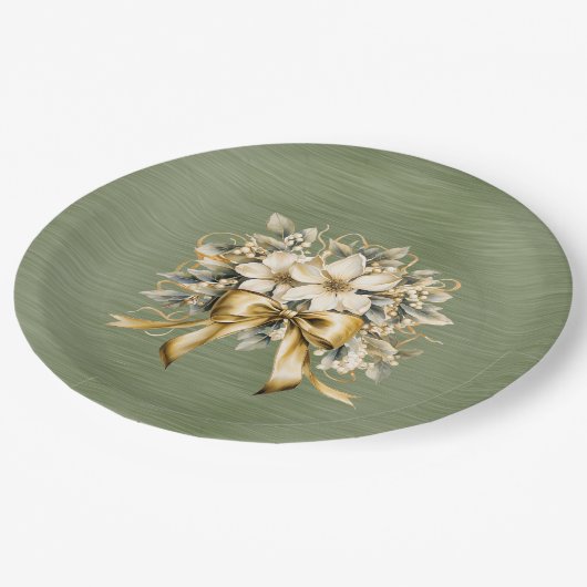 ホワイトウインターベリー招待状セット紙プレート ペーパープレート (アングル)