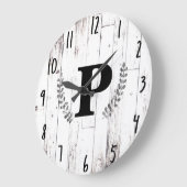 ホワイトウェザードウッドファームハウス素朴バーンキッチン ラージ壁時計 (傾斜)