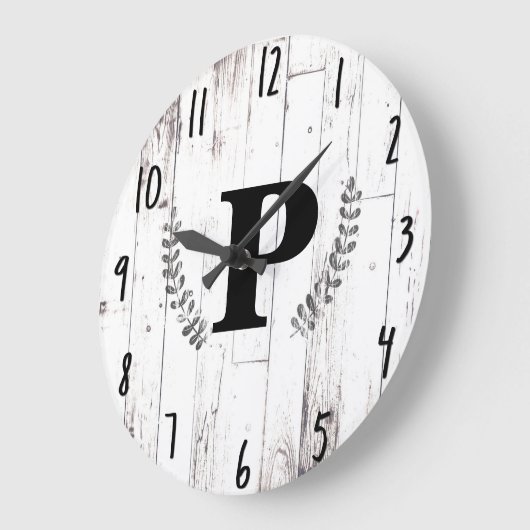 ホワイトウェザードウッドファームハウス素朴バーンキッチン ラージ壁時計 (傾斜)