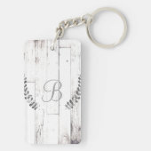 ホワイトウェザードウッド素朴ファームハウスボタニカル キーホルダー (裏面)