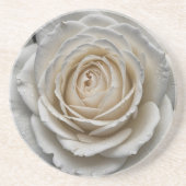 ホワイトウェットバラクローズアップデザイン コースター (正面)