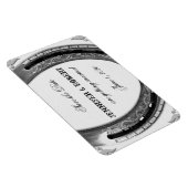 ホワイトウェディングのシルバーホースシューズ日付を保存 マグネット (右側)