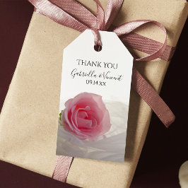 ホワイトウェディングの感謝を伝えるピンクのバラのタグ ギフトタグ