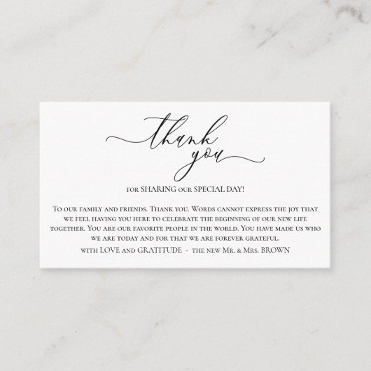 ホワイトウェディングパーティーの結婚式の写真ありがとう エンクロージャーカード (正面)