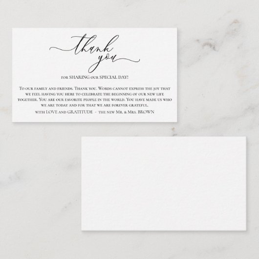 ホワイトウェディングパーティーセレモニー写真ありがとうございます エンクロージャーカード (正面/裏面)