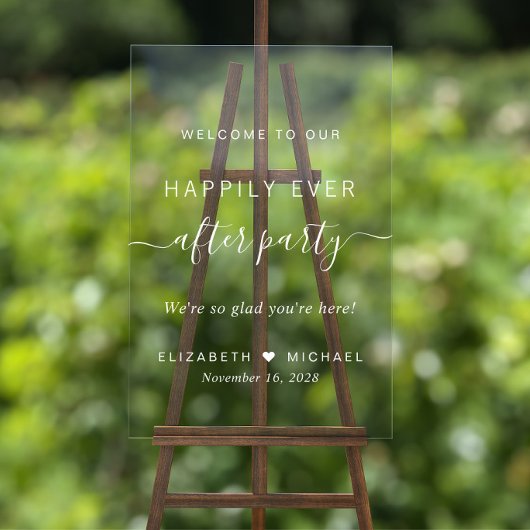 ホワイトウェディングレセプションの後に幸せに アクリルサイン