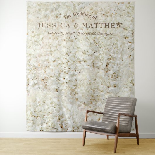 ホワイトウェディングローズフラワーズバックドロップ タペストリー (インサイチュ)
