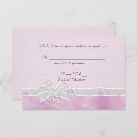 ホワイトウェディング ボウ RSVP 招待状 (正面/裏面)