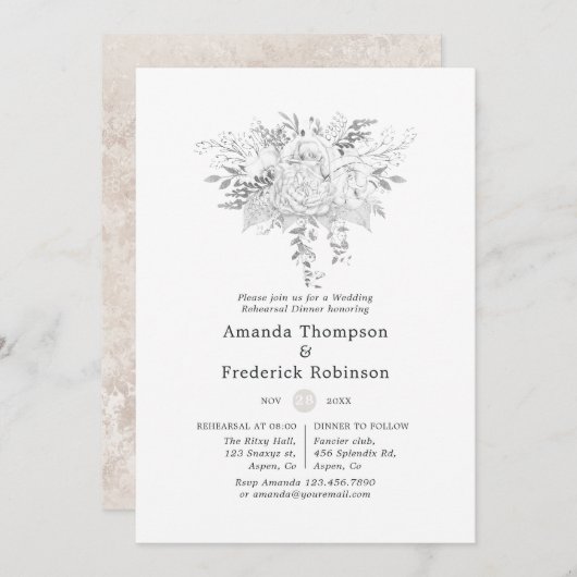 ホワイトウェディング リハーサル ディナー 招待状 (正面/裏面)