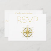 ホワイトウェデ航海のィングRSVPカード 出欠カード (正面/裏面)