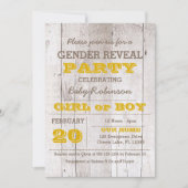 ホワイトウォッシュイエロージェンダーリビール招待状 招待状 (正面)