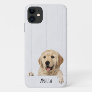 ホワイトウォッシュウッドのゴールデンレトリバー iPhone 11 ケース