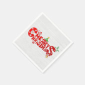 ホワイトウォッシュウッドの楽しいクリスマス テキスト スタンダードカクテルナプキン (角)