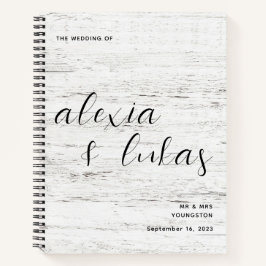 ホワイトウォッシュウッドグレイン結婚ズゲストブック ノートブック