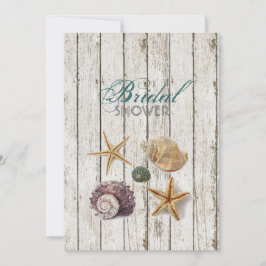 ホワイトウォッシュウッドシーシェルビーチブライダルシャワー 招待状