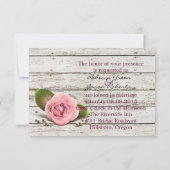 ホワイトウォッシュウッドピンクのローズフランスの国の結婚式 招待状 (裏面)