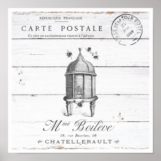 ホワイトウォッシュウッドヴィンテージビーハイブ ポスター (正面)