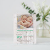 ホワイトウォッシュグリーンツインズ写真誕生のお知らせ 案内ポストカード (スタンド正面)