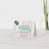 ホワイトウォッシュティール（緑がかった色）バルミツワーありがとう サンキューカード (正面)