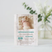 ホワイトウォッシュティール（緑がかった色）写真誕生のお知らせ 案内ポストカード (スタンド正面)