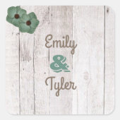 ホワイトウォッシュティール(緑がかった色)素朴パーソナライズされた スクエアシール (正面)